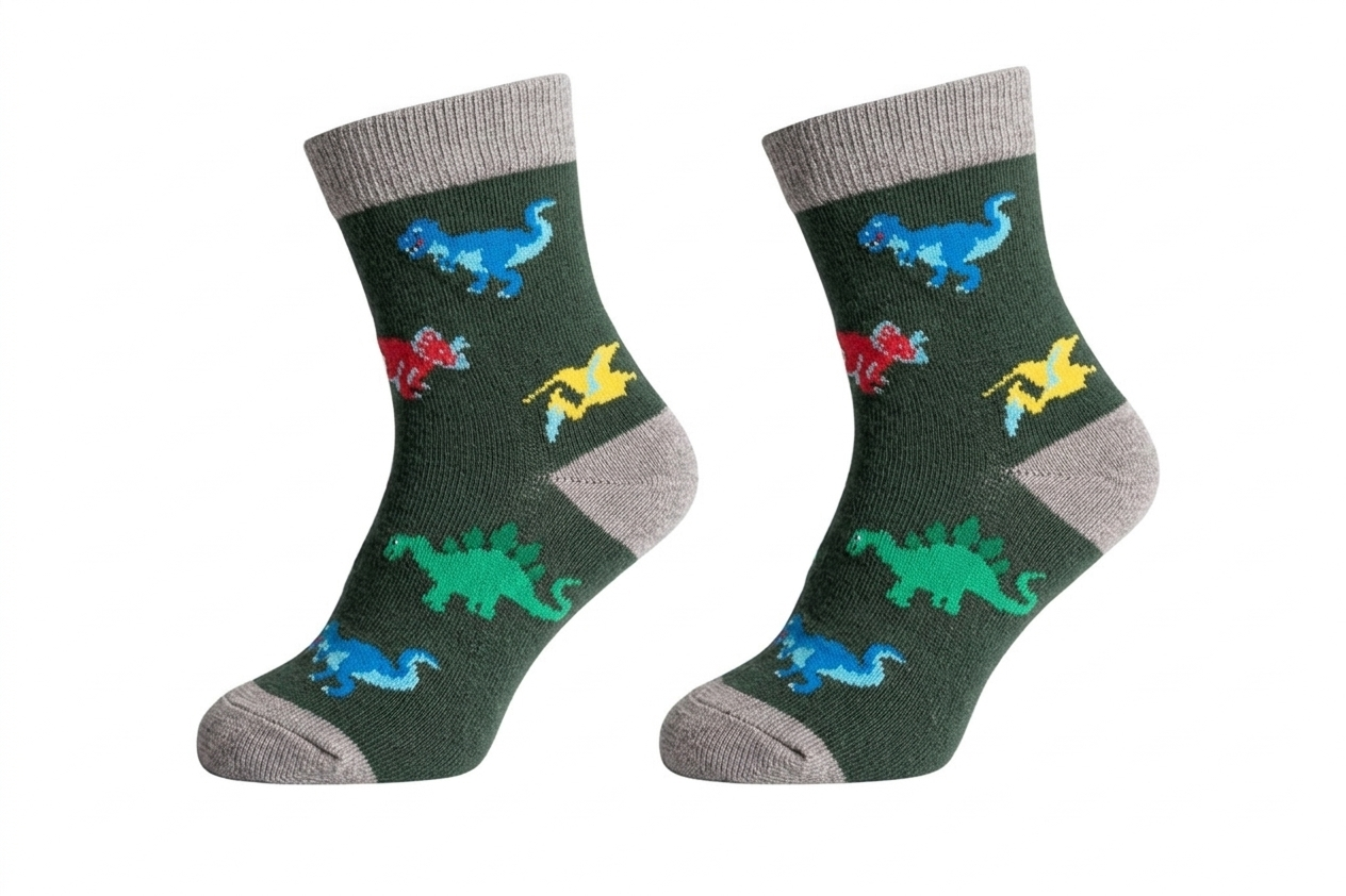 Bamboo Green Dinosour Socks