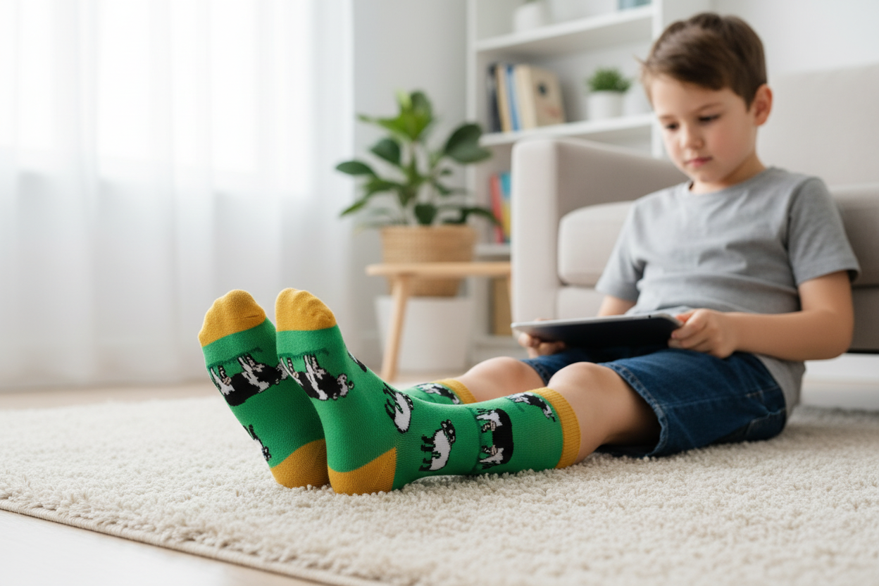 Bamboo Green Cow Sheep Socks