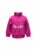 Pink Farm Animal Half Zip Sweatshirt with Front and Back Design
