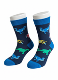 Bamboo Navy Dinosour Socks