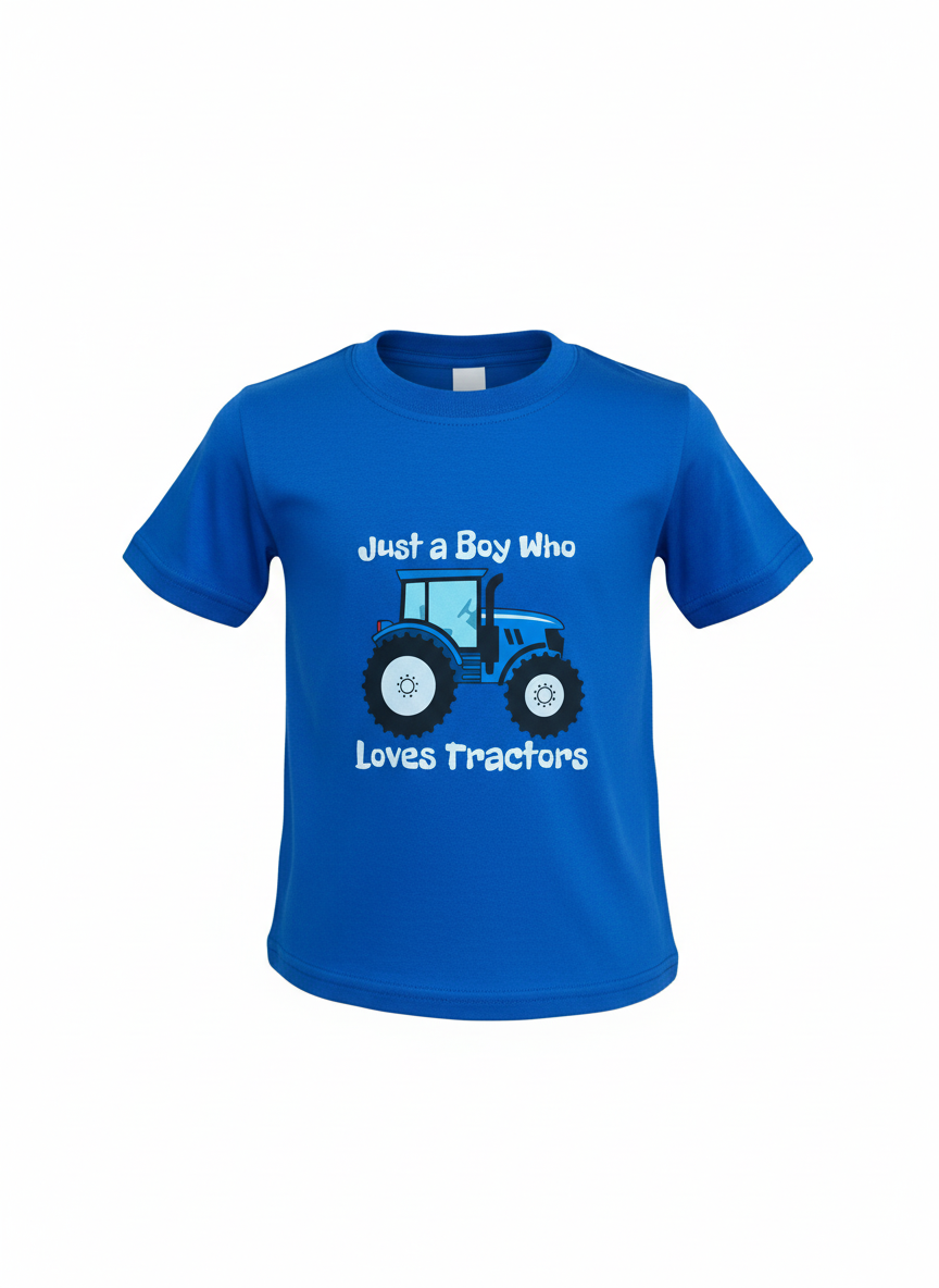 Just a boy that loves tractors tshirt - blue tractor
