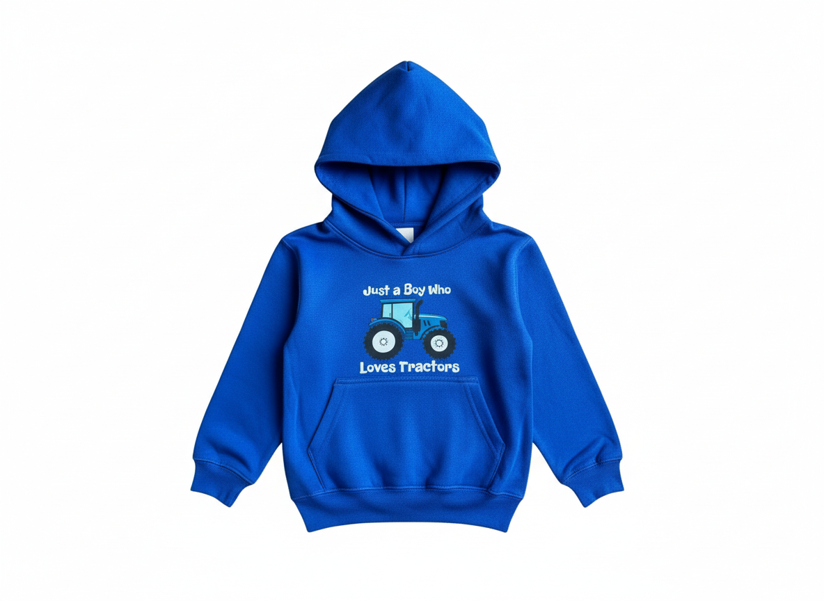 Just a boy who loves tractors hoodie - Blue Tractor