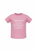 Pink daddy knows alot but grandpa knows everything pink T-shirt