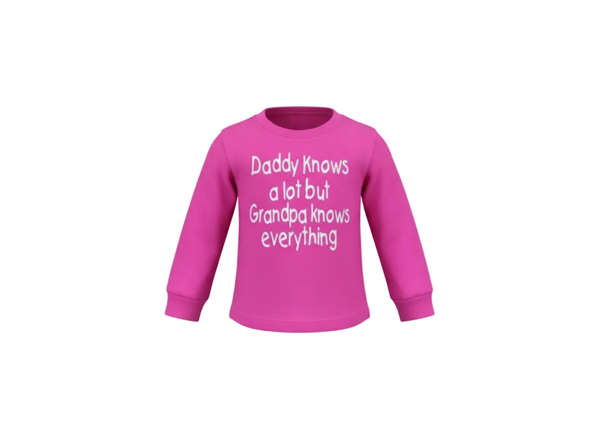 Pink children's sweatshirt with text on a white background