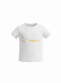 White t-shirt with a duck and chicks graphic on a white background