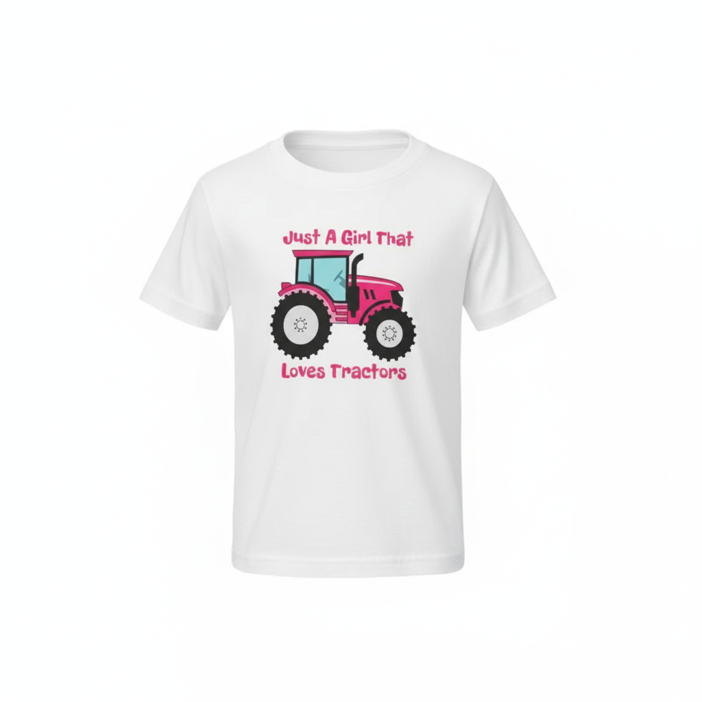 Just a girl who loves tractors White T-shirt