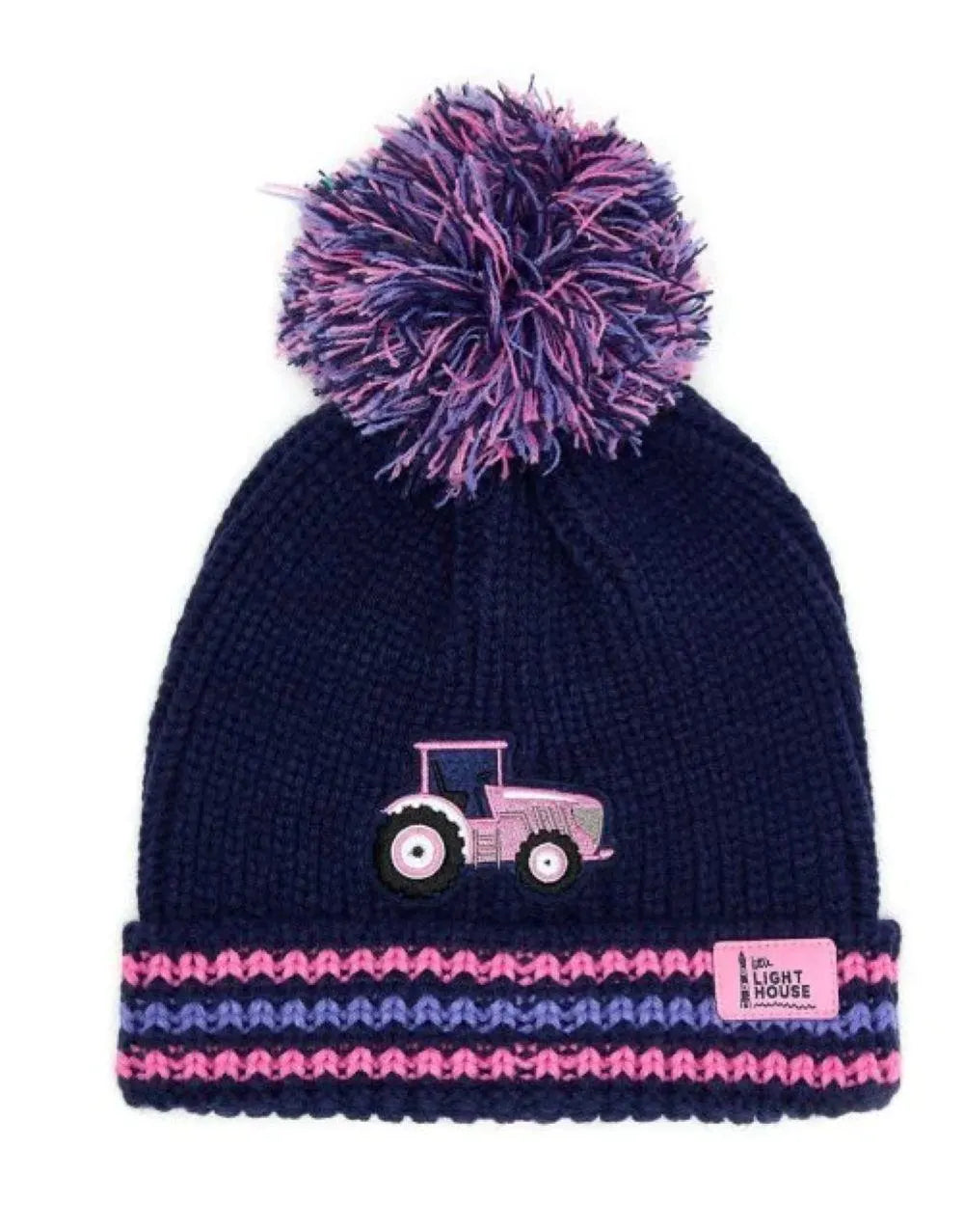 Pink Tractor Bobble Hat