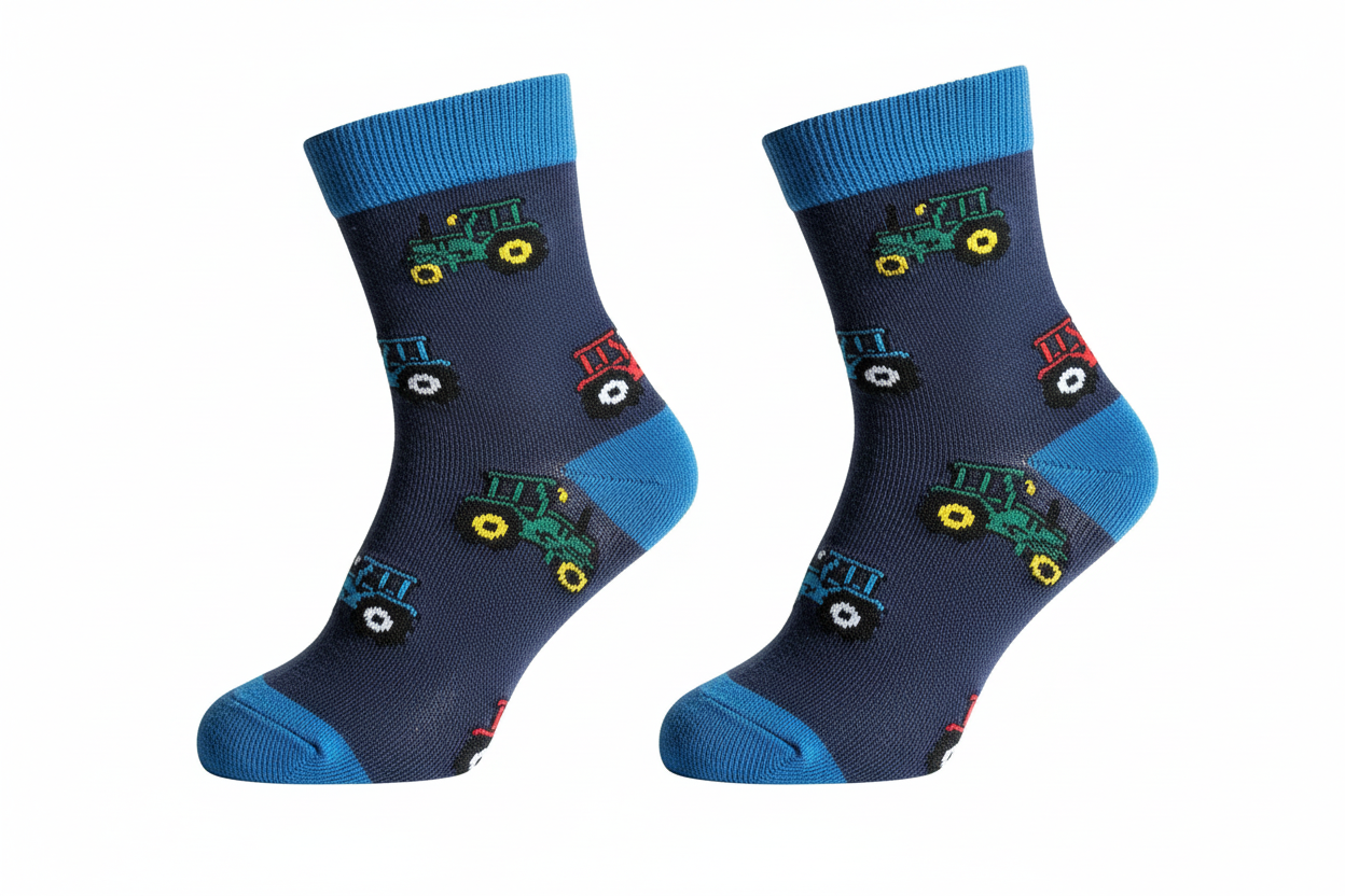 Bamboo Navy Tractor Socks