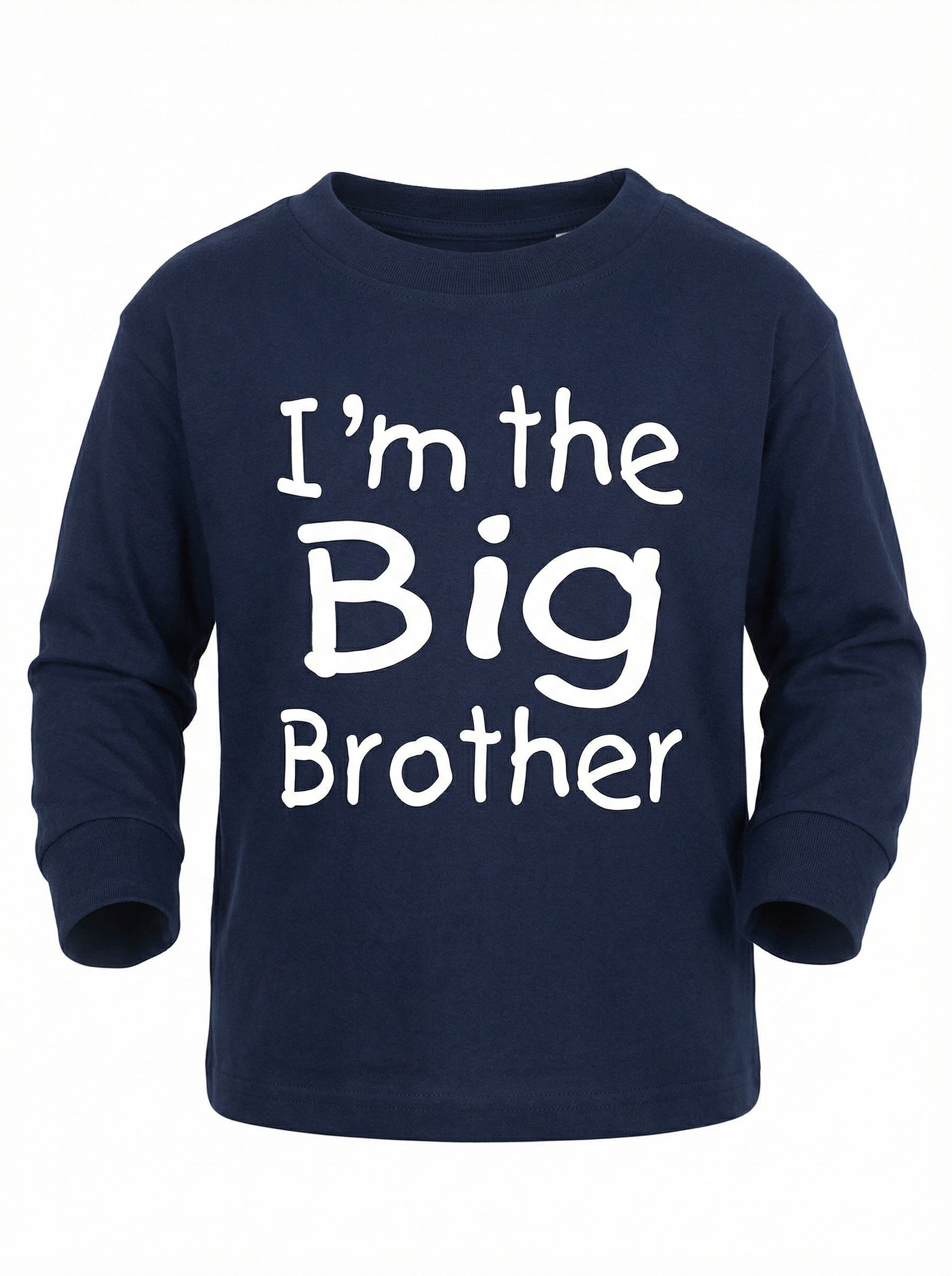 Navy blue shirt with 'I'm the Big Brother' text on a white background
