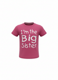 pink t-shirt with im the big sister printing in white.