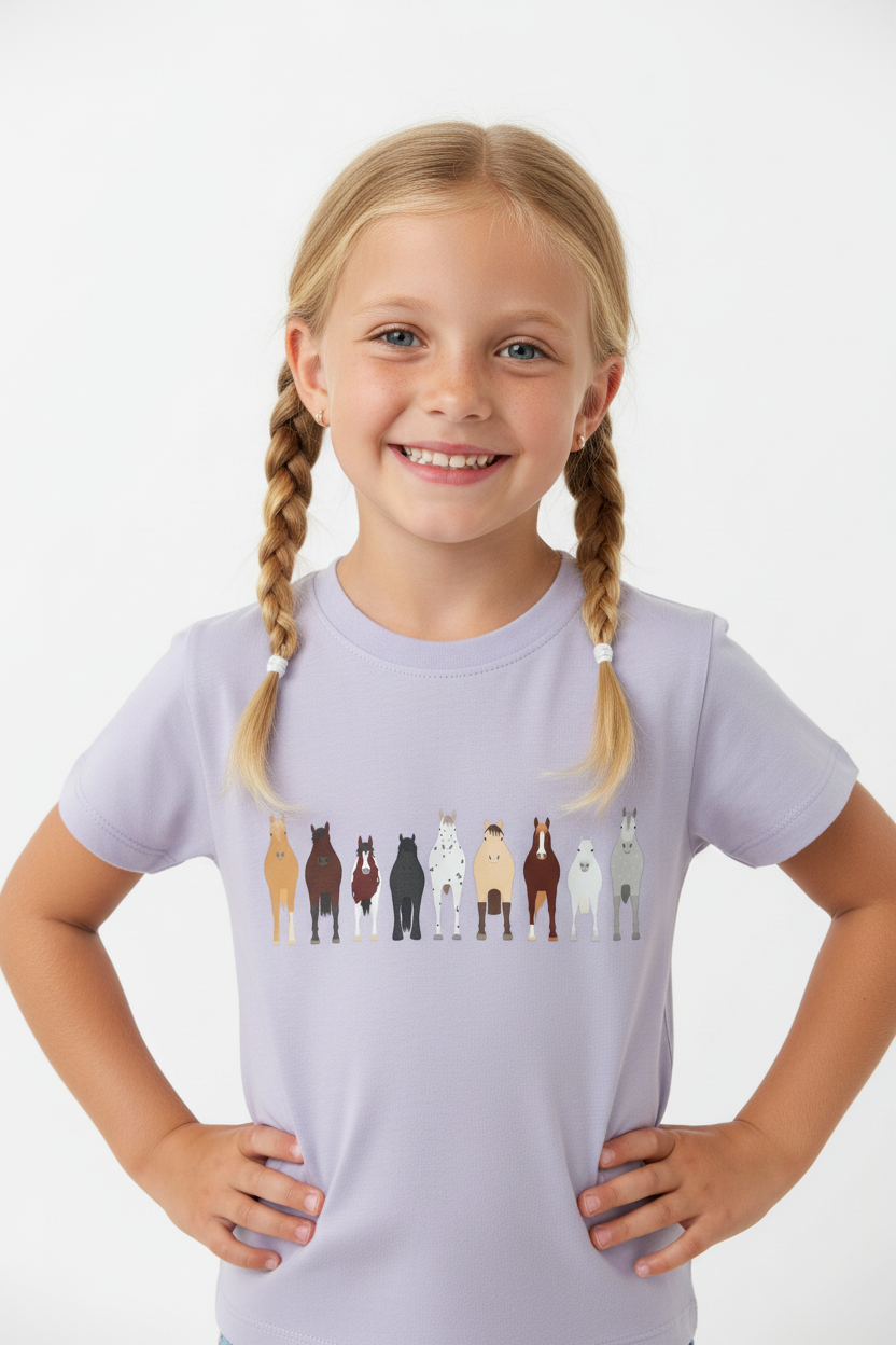 Pale Lilac Horse T-shirt Front and Back design