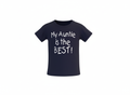 Navy t-shirt with my auntie is the best printed in white lettering on a white background.