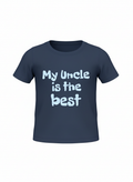 Navy blue t-shirt with 'My Uncle is the best' text on a white background
