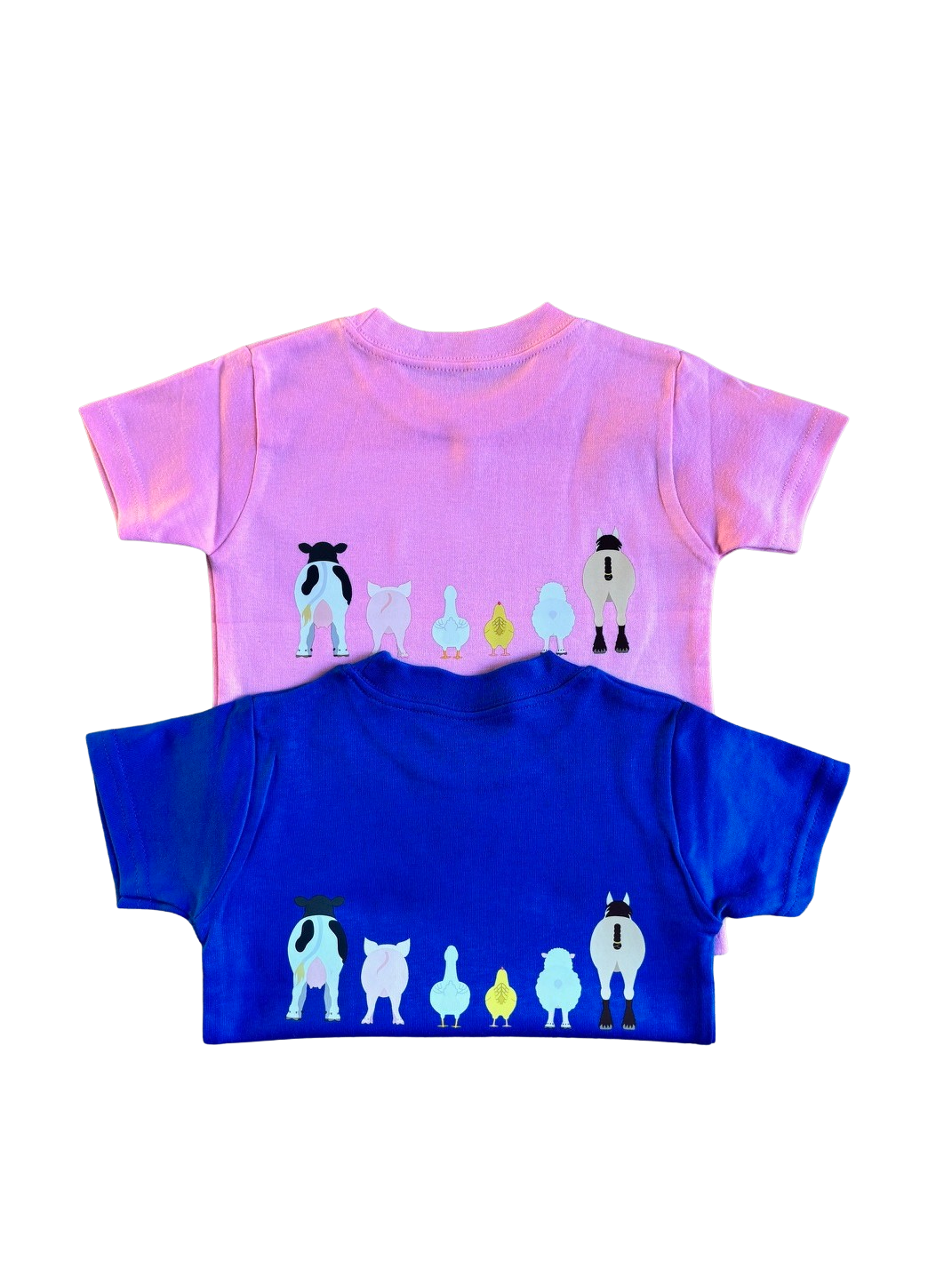 Pale Pink Farm Animal T-shirt Front and Back design