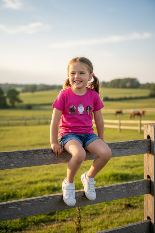 3 Shetland Pony pink T-shirt