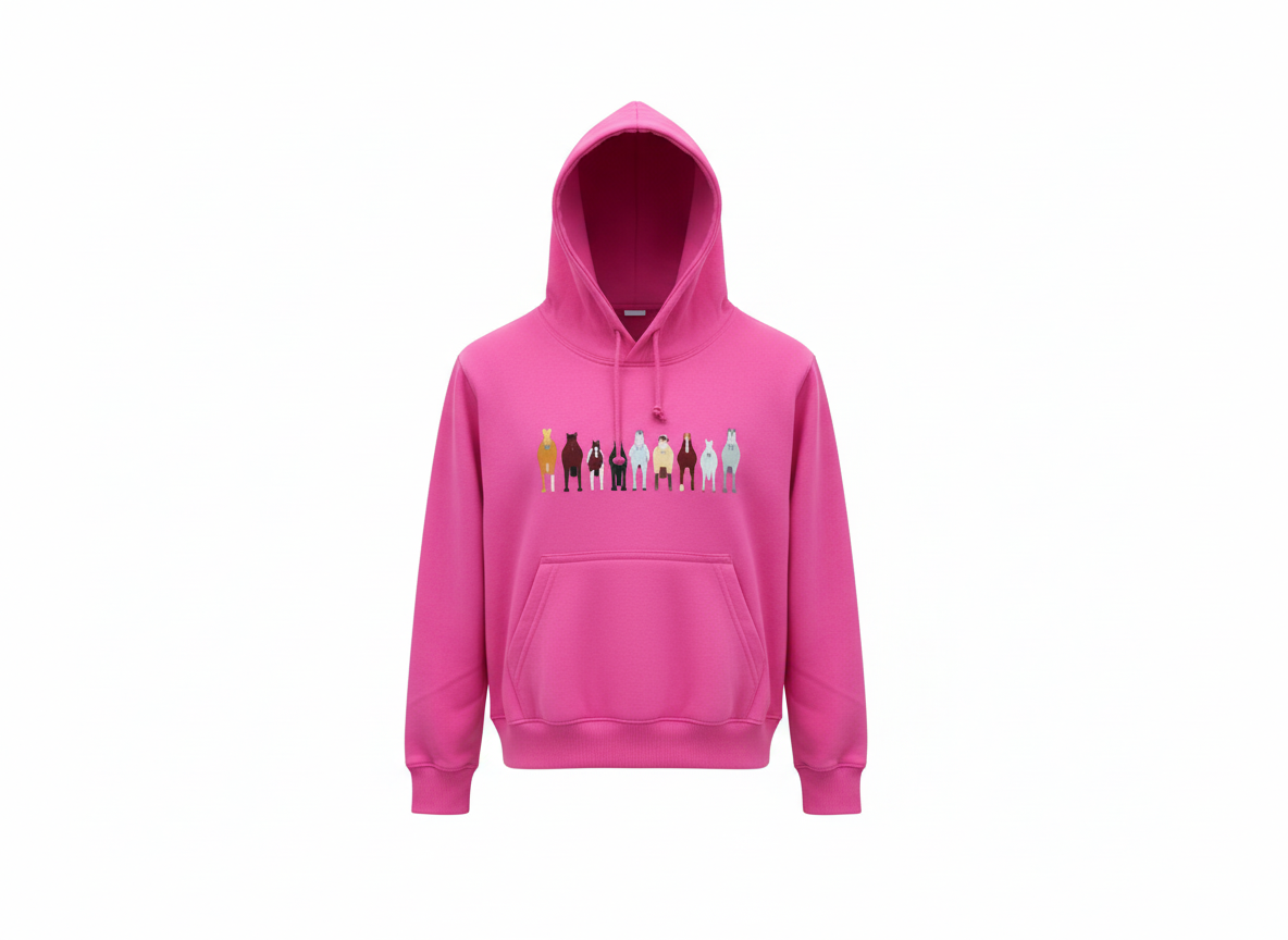Girls Pink pony hoodie with front and back design