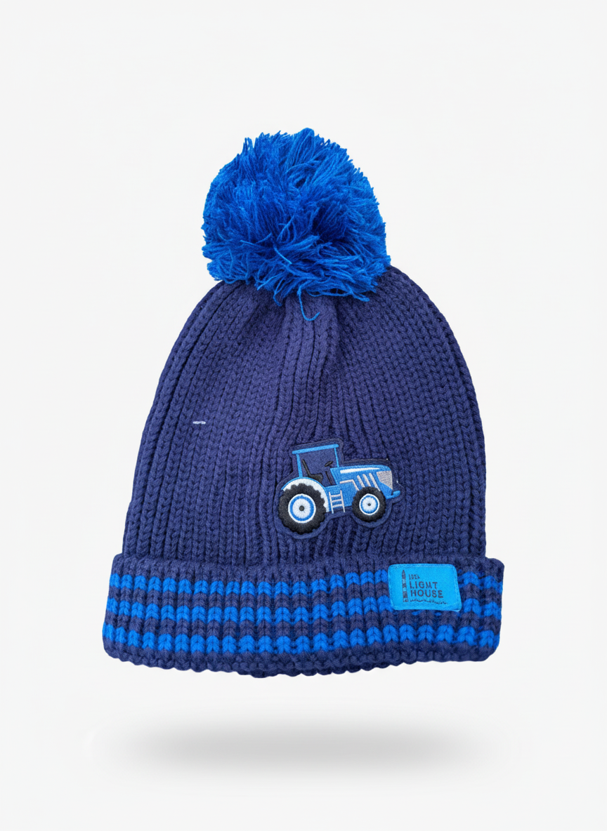 Blue Tractor Bobble Hat