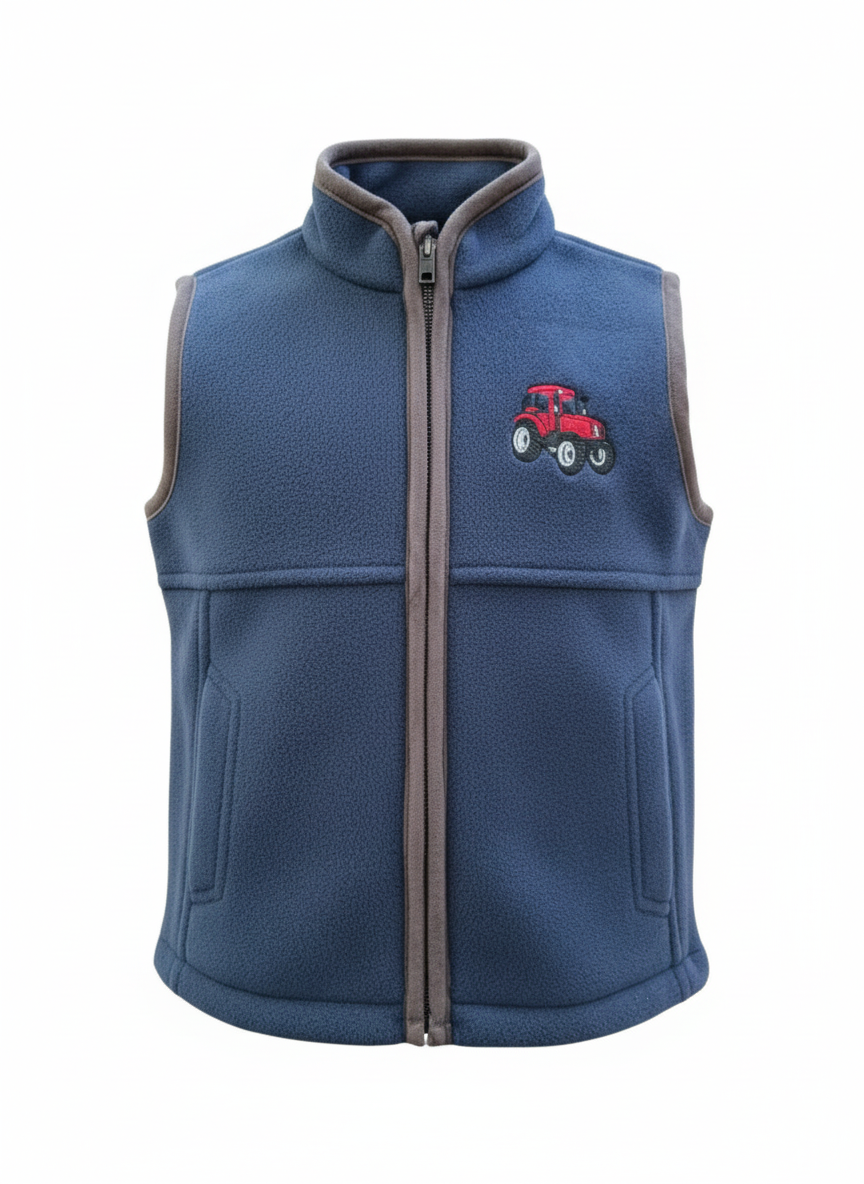 Navy Fleece with Embroidered Red Tractor Gilet