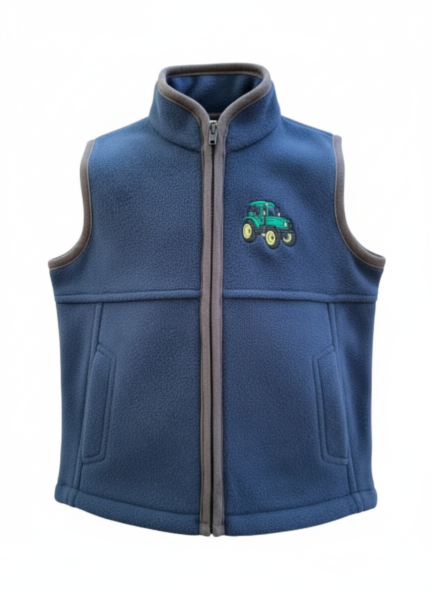 Navy Fleece with Embroidered Green Tractor