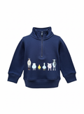 Navy Farm Animal with front and Back design Half Zip Sweatshirt